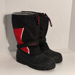 L.L.Bean Kids Size 7 Snow Boots Winter Duck Boots Black Red Insulated